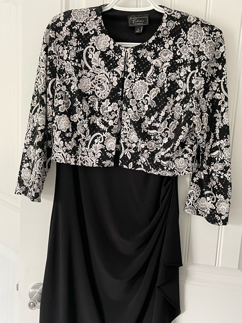 Dress Barn Black Dress with Black & White Floral Jacket